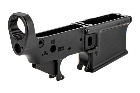 The Sons Of Liberty Gun Works Stripped AR-15 lower receiver features a harcoat anodized Mil-Spec finish